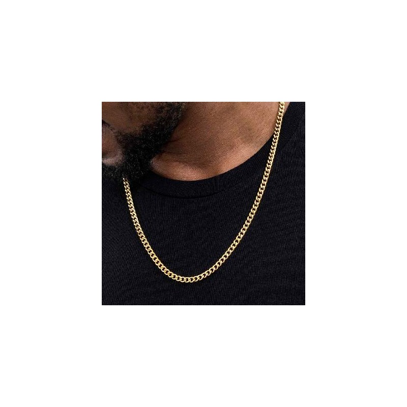 Helloice Cadena cubana de acero inoxidable de 5 mm en oro