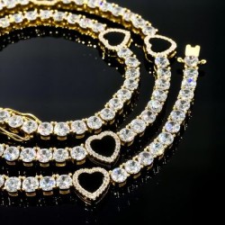 Helloice Cadena de tenis de corazón negro de 4 mm