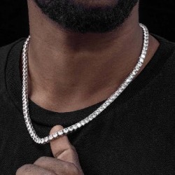 Helloice Cadena Tennis de oro blanco de 18 quilates de 5 mm
