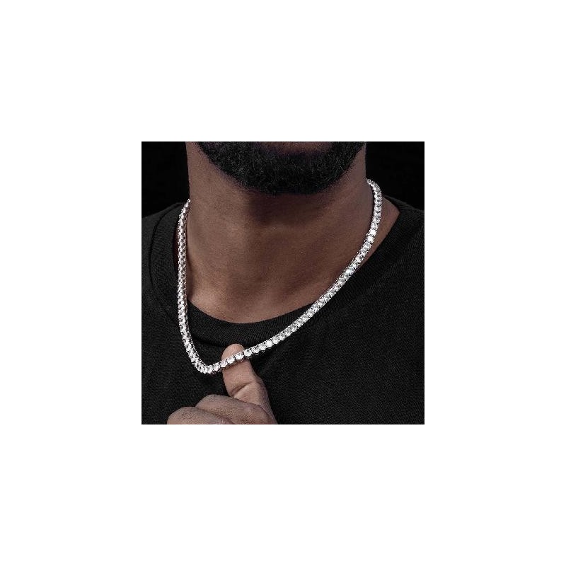 Helloice Cadena Tennis de oro blanco de 18 quilates de 5 mm