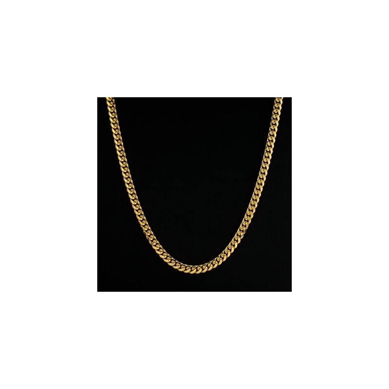 Helloice Cadena cubana de acero inoxidable de 8 mm en oro