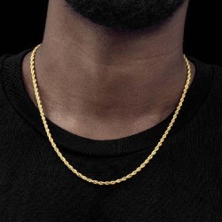 Helloice Cadena de cuerda de 4 mm en oro