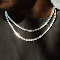Helloice Cadena de tenis de 4 mm en oro blanco