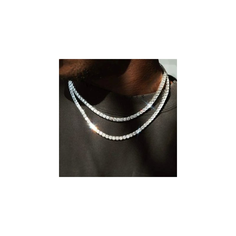 Helloice Cadena de tenis de 4 mm en oro blanco