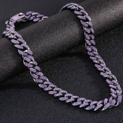 Helloice Cadena cubana Miami de 13 mm en color morado helado