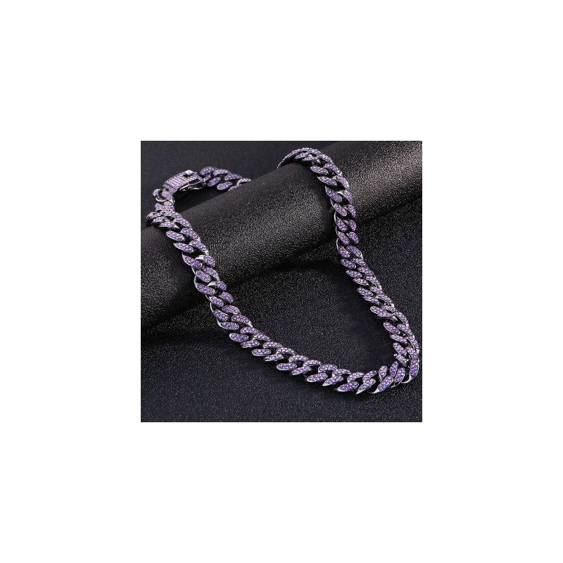 Helloice Cadena cubana Miami de 13 mm en color morado helado