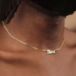 Helloice Collar con nombre de fuente personalizado con cadena cubana de 3 mm