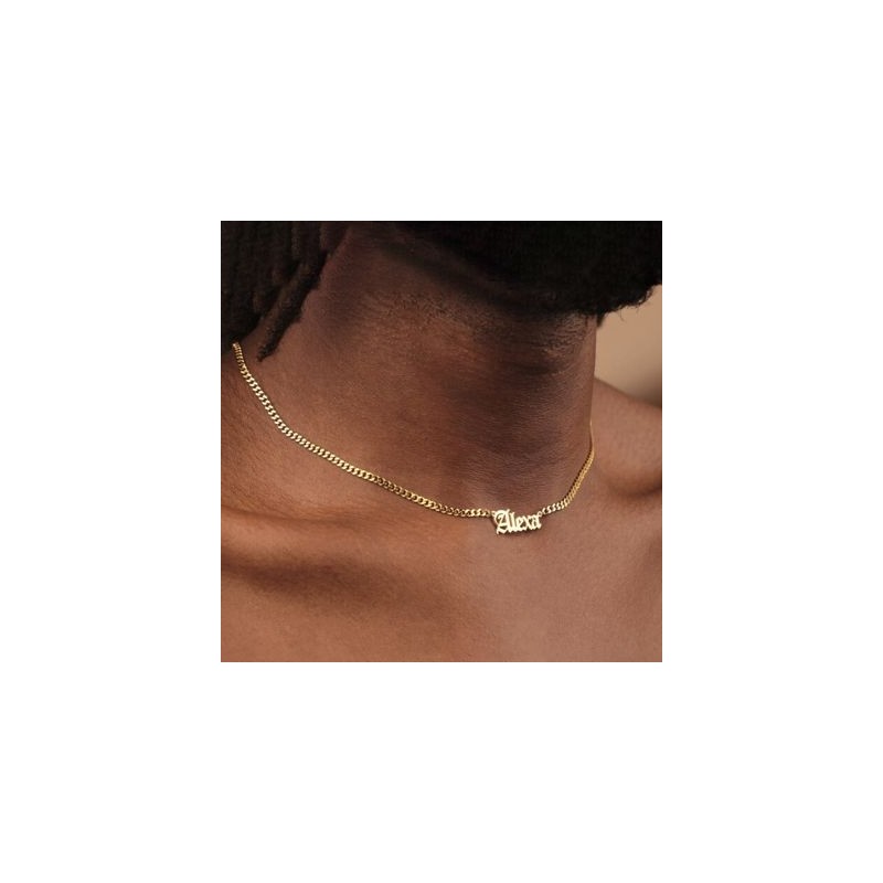 Helloice Collar con nombre de fuente personalizado con cadena cubana de 3 mm