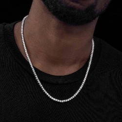 Helloice Cadena Tennis de oro blanco de 18 quilates de 3 mm