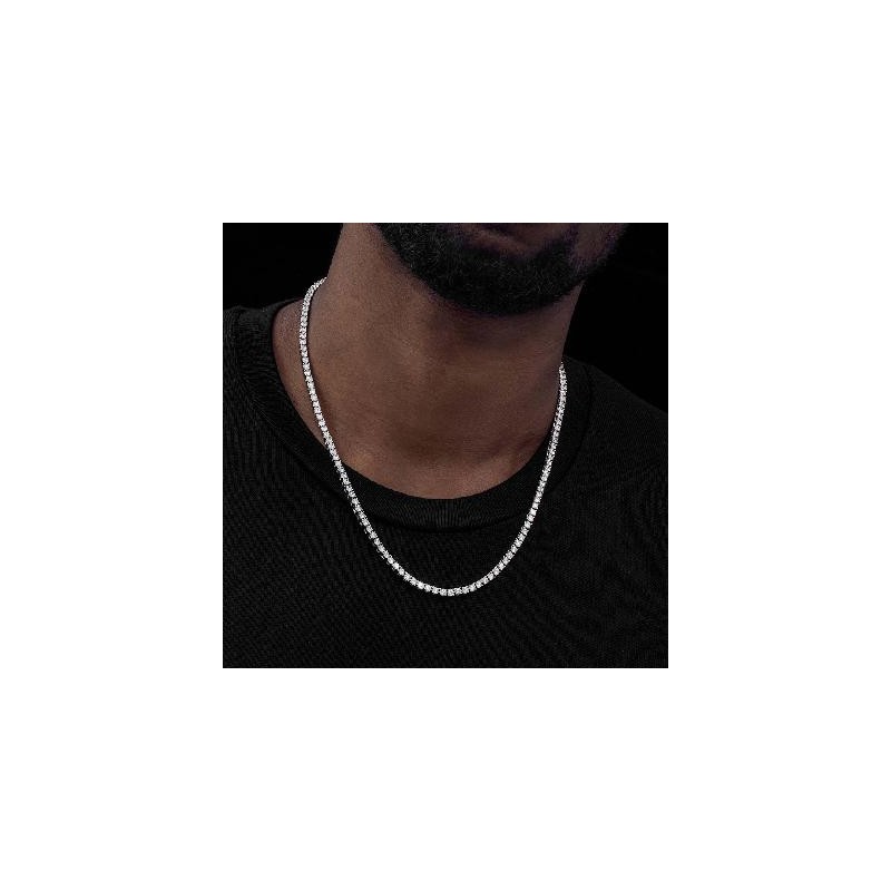 Helloice Cadena Tennis de oro blanco de 18 quilates de 3 mm