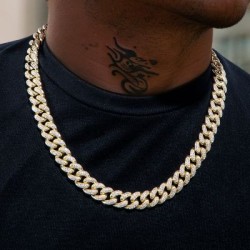 Helloice Cadena cubana Iced Miami de 12 mm en oro