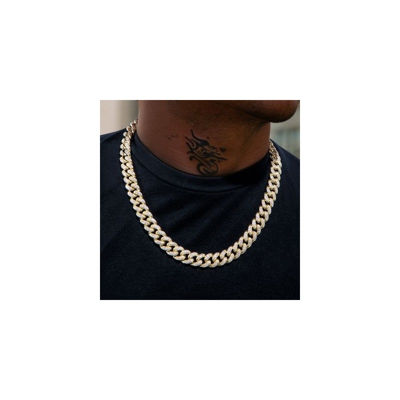 Helloice Cadena cubana Iced Miami de 12 mm en oro