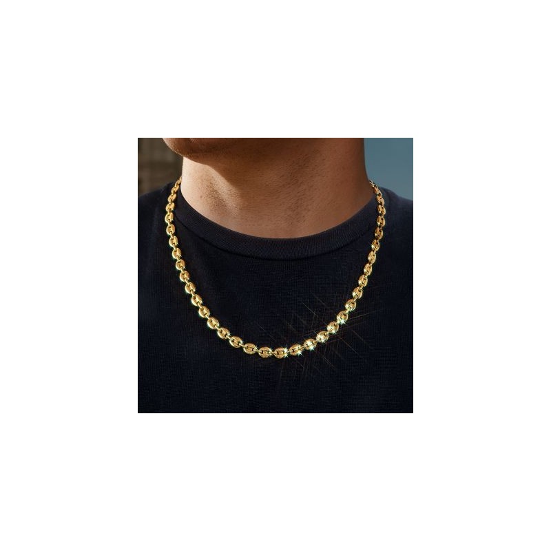 Helloice Cadena de granos de café de acero inoxidable de 7 mm 22" en oro