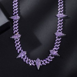 Helloice Cadena cubana helada con dientes y garras de lucha morada de 12 mm