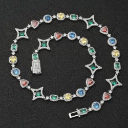 Helloice Cadena helada de diamantes multicolores de 10 mm