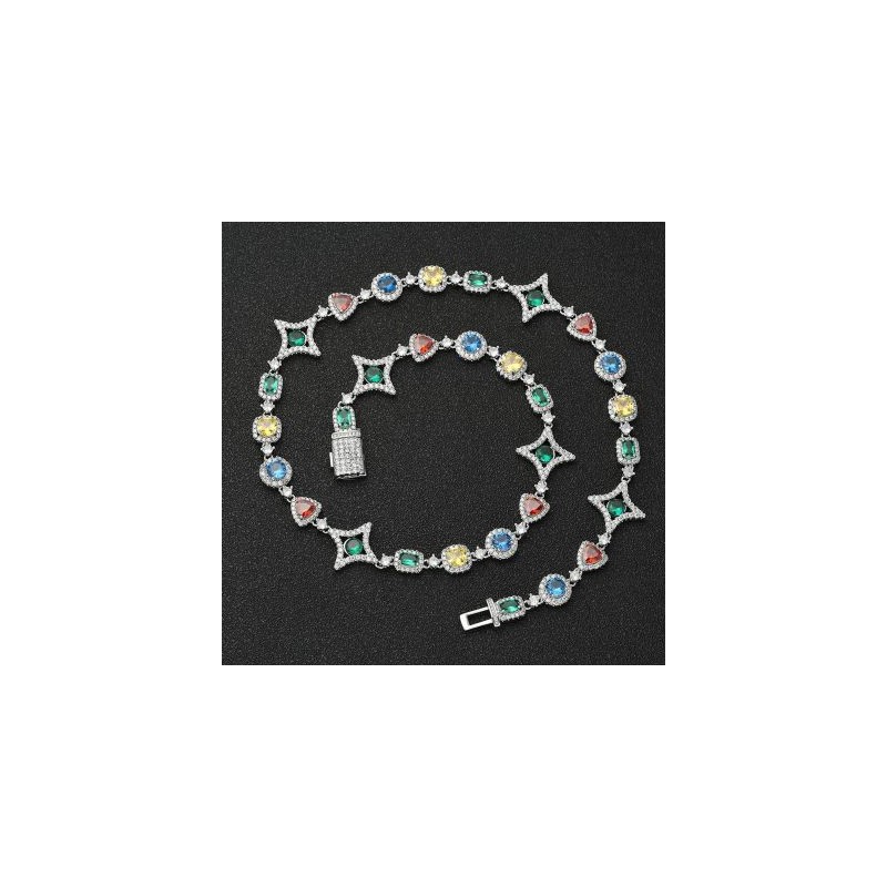 Helloice Cadena helada de diamantes multicolores de 10 mm