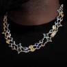 Helloice Cadena helada de diamantes multicolores de 10 mm
