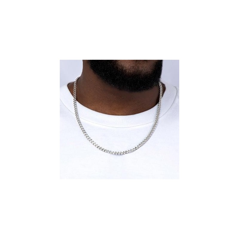 Helloice Cadena de 5 mm de enlace cubano sólido de plata esterlina 925