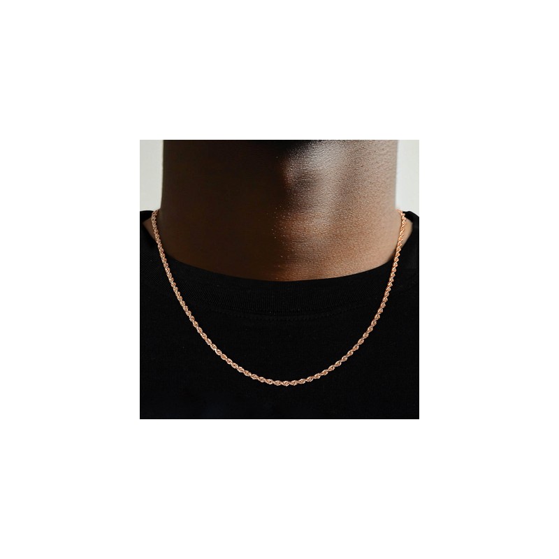 Helloice Cadena de cuerda de 3 mm/4 mm/5 mm/6 mm/7 mm/8 mm en oro rosa