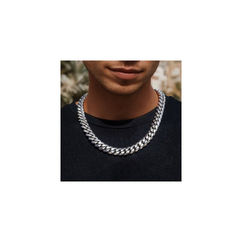 Helloice Cadena de eslabones cubanos de acero inoxidable 316L de 10 mm