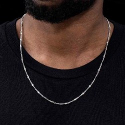 Helloice 3mm Cadena Cubana de Resplandor Solar de Plata