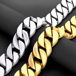 Helloice Cadena cubana de acero inoxidable 316L de 32 mm