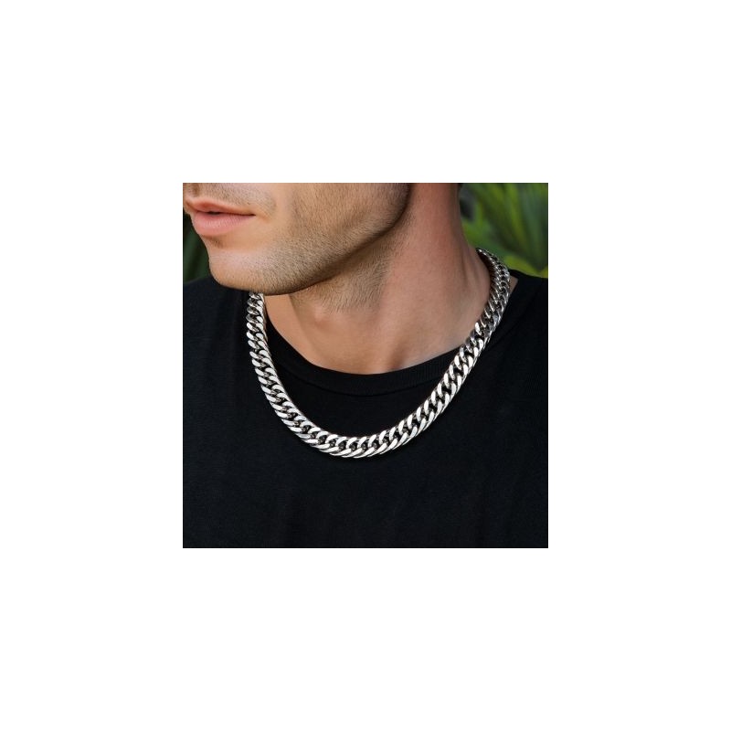 Helloice Cadena cubana de acero inoxidable de 2,5/3,5/4,5/5,5/6/7/8/9/10/13 mm