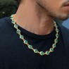 Helloice Collar redondo de diamantes verde esmeralda de talla brillante