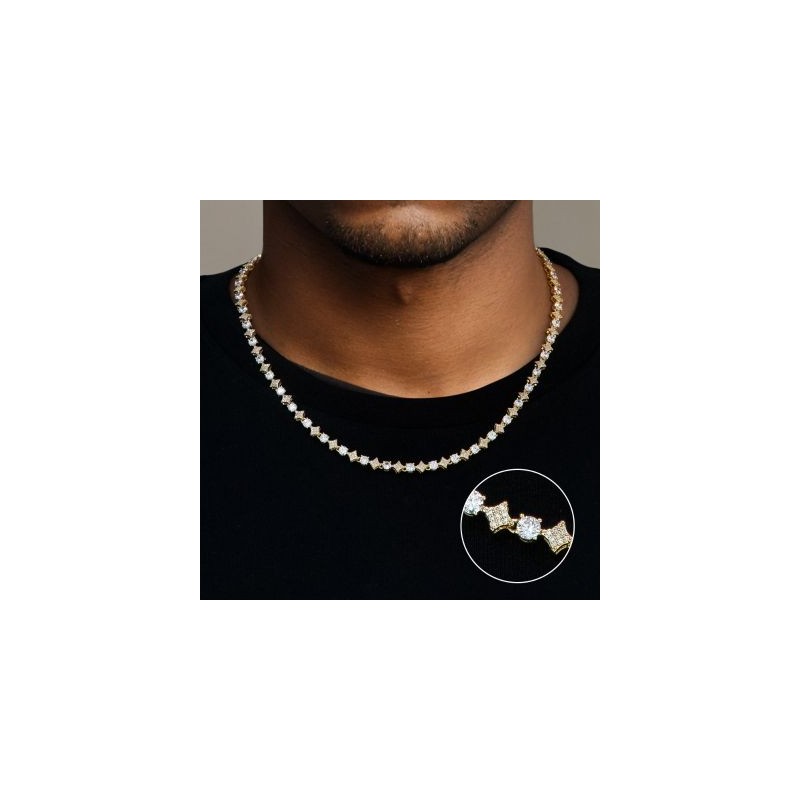 Helloice Collar de estrella cuadrangular helada de 5 mm