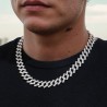 Helloice Cadena cubana con punta helada de 14 mm en oro blanco