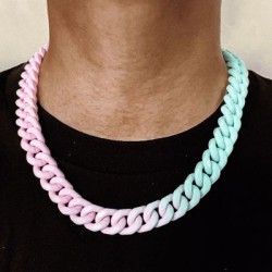 Helloice Collar Cubano De Dos Colores Degradado De Laca Horneada De 13 Mm