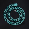 Helloice Cadena Figaro helada con esmeralda color menta de 13 mm en oro negro