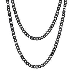Helloice Cadena cubana de acero inoxidable de 5 mm en oro negro