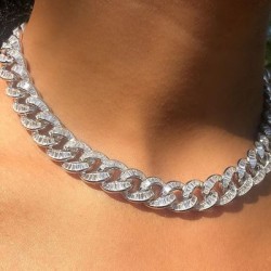 Helloice Cadena helada de corte baguette de 10 mm