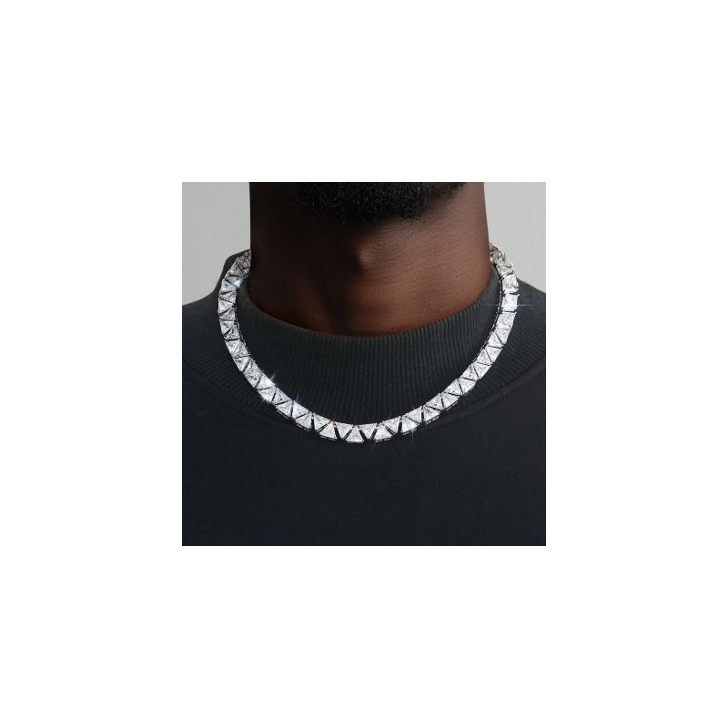 Helloice Cadena de tenis triangular Iced Out de 9 mm
