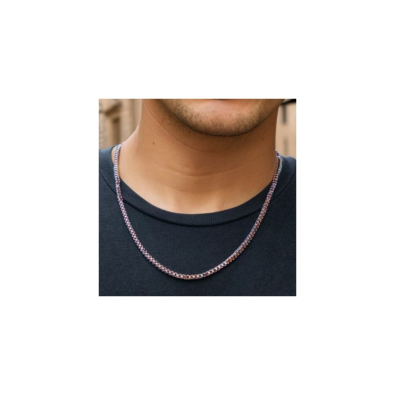 Helloice Cadena Tennis Café de 3 mm en oro blanco