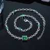 Helloice Collar de diamantes de talla princesa y talla ovalada de color verde esmeralda