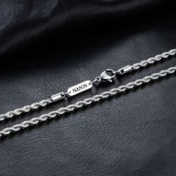 Helloice Cadena de cuerda de acero inoxidable con nombre personalizado de 3 mm