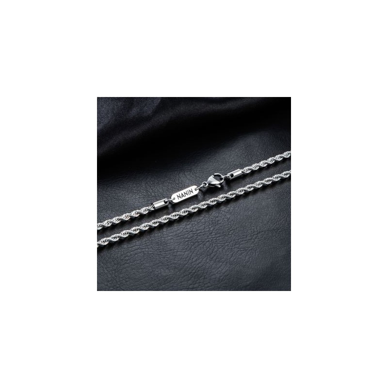 Helloice Cadena de cuerda de acero inoxidable con nombre personalizado de 3 mm