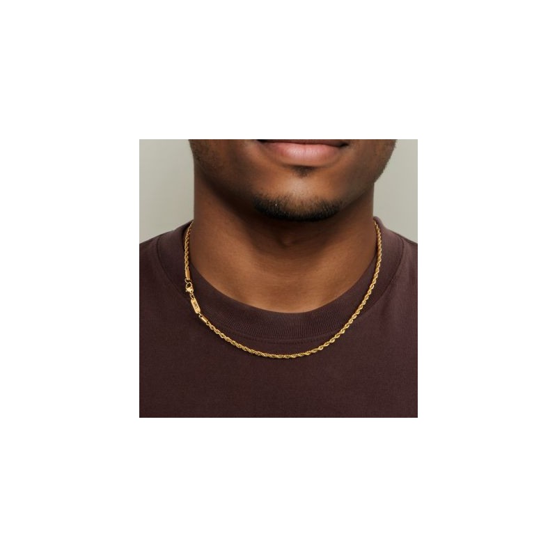 Helloice Collar de cuerda con nombre personalizado de 3 mm en oro