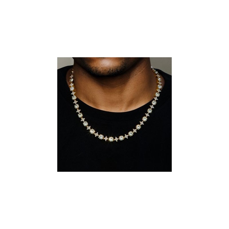 Helloice Collar de estrella cuadrangular helada de 8 mm en oro