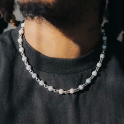 Helloice Cadena de candado unida con cuentas de diamantes de 7 mm