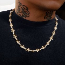 Helloice Cadena de eslabones cruzados con micropavé de 11 mm y 20'' en oro
