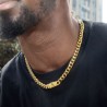 Helloice 10mm 20" Cadena de Eslabones Cubanos Miami con Letra Inglesa Antigua bañada en Oro de 18K