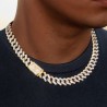 Helloice 12mm 20" Cadena Cubana con Dije de Diamantes con Letra Inicial en Oro
