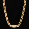 Helloice 10mm 20" Cadena Cubana de Acero Inoxidable con Letra Inicial Diamante bañada en Oro de 18K