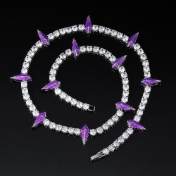 Helloice Cadena de tenis con garras y dientes de lucha morados esmaltados de 5 mm
