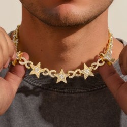 Helloice Cadena de eslabones infinitos con estrellas heladas