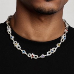 Helloice Cadena de amuleto de estrella infinita de ojo malvado de color Iced Out de 14 mm