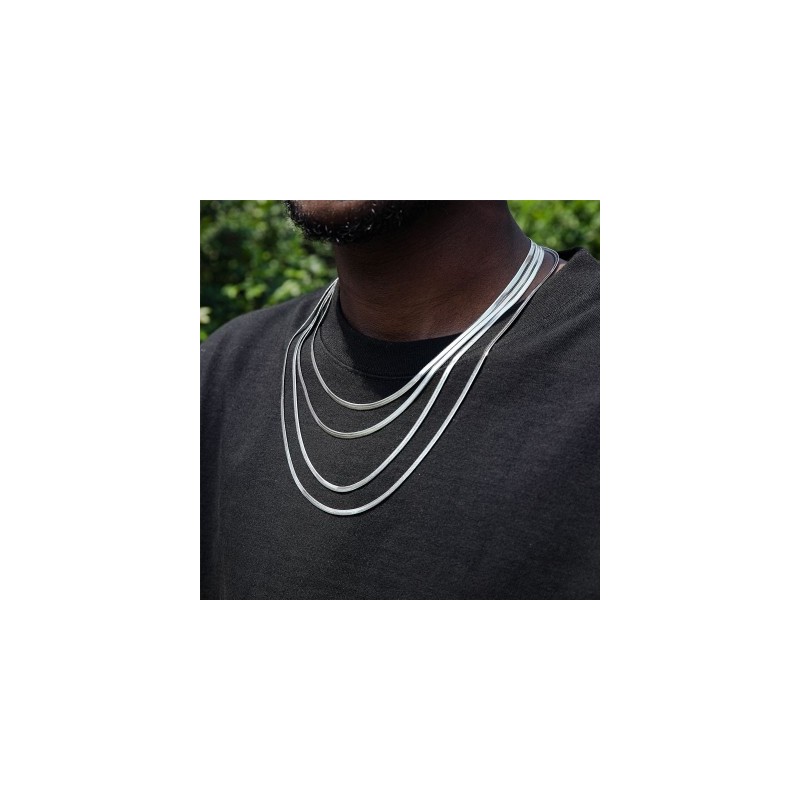Helloice 3mm Cadena de Serpiente de Plata